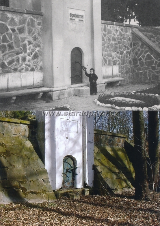 reka (14).jpg - Srovnávací záběr, nahoře studánka v roce 1942 a dole v roce 2016.